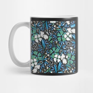 Flower Flurry - Blue and Green Hues - Digitally Illustrated Flower Pattern for Home Decor, Clothing Fabric, Curtains, Bedding, Pillows, Upholstery, Phone Cases and Stationary Mug